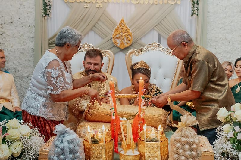 Khmer hand tying ceremony