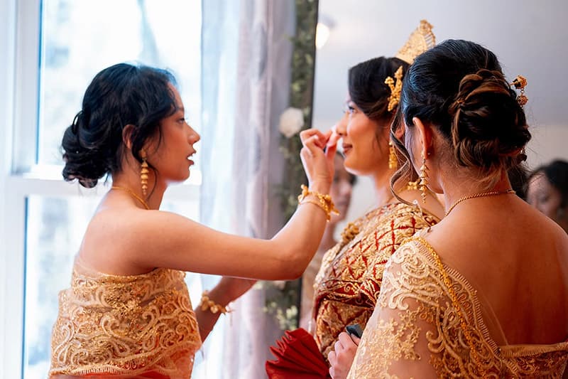 Bride getting ready for Khmer wedding